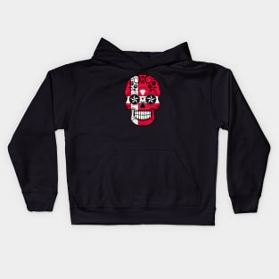 Danish Flag Sugar Skull with Roses Kids Hoodie